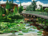 'Downtown Cary Park Lotus Pond' (40" x 30")